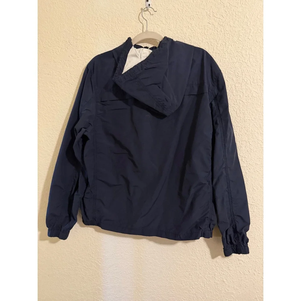 J. Crew Mens XL‎ Navy Blue Hooded Windbreaker Full Zip Cotton Nylon Jacket
